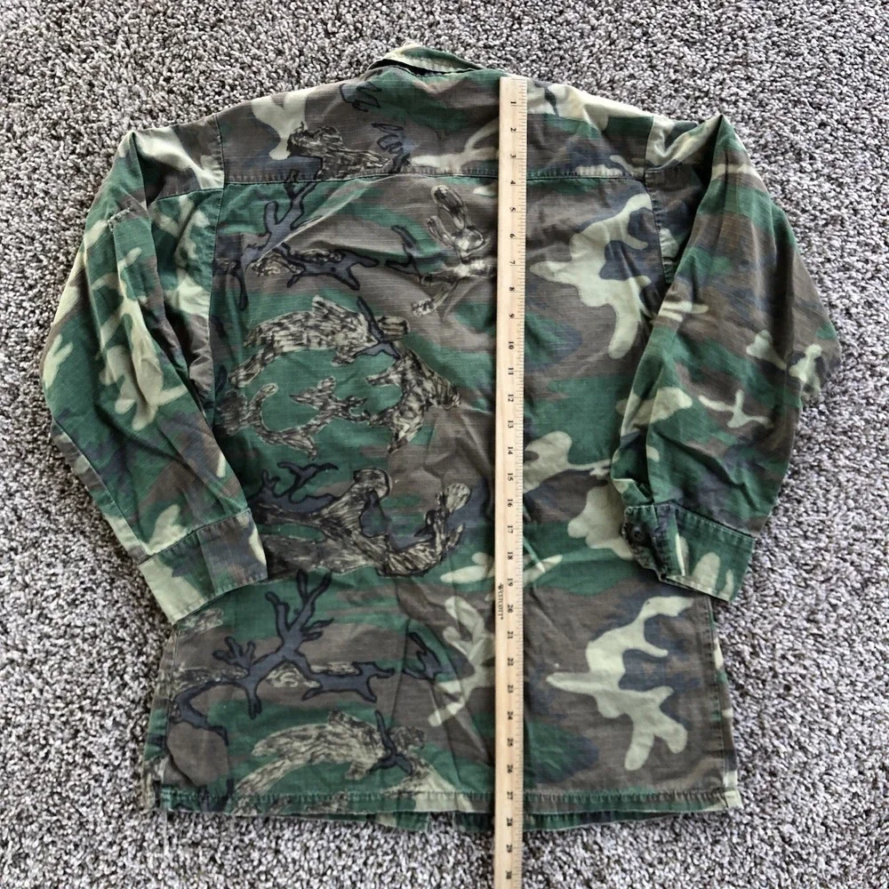 Vintage Vietnam Era OG 107 US‎ Army Sateen Fatigue Shirt Cotton Distressed READ